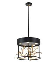 Bethel International Canada KA01C16G - 5-Light Matte Black Pendant With Gold Branch Accents