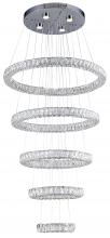 Bethel International Canada KD07-3 - 9-Light 5-Tier Dimmable Chrome LED Chandelier With Clear Crystal Accents
