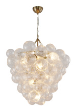 Bethel International Canada KM13C32BR - 8-Light Brass Meta Chandelier With Clear Swirl Glass Shades