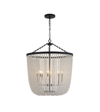 Bethel International Canada LA62C30BK - 8-Light Satin Black Chandelier With Clear Beaded hanging Glass