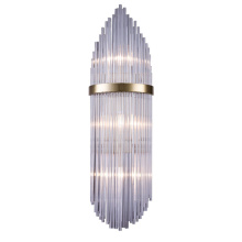 Bethel International Canada MU25 - 3-Light Antique Brass Metal Wall Sconce With Clear Glass Rods