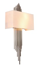 Bethel International Canada MU37SHN - 2-Light Chrome Rod Wall Sconce With A White Shade