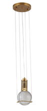 Bethel International Canada MU91P5BR - 1-Light Antique Brass Metal Single Pendant With A Clear Crystal Ball