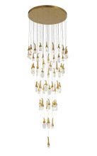 Bethel International Canada OCH01C28BR - 60-Light Antique Brass LED Chandelier With Hanging Crystals