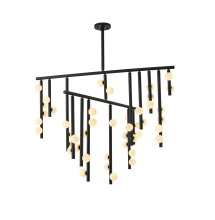 Bethel International Canada WG01C60BLK - 44-Light Matte Black Metal Chandelier With White Glass Ball Shades