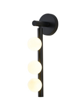 Bethel International Canada WG02W19BLK - 3-Light Matte Black Metal Wall Sconce With White Glass Shades