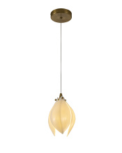 Bethel International Canada ZA42P5BR - 1-Light Bronze Single Pendant With A Cream Ceramic Flower