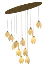 Bethel International Canada ZA44C48BR - 12-Light Bronze Single Pendant With Cream Ceramic Flowers