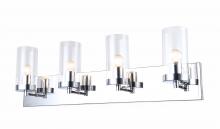 Bethel International Canada ZP120 - 4-Light Chrome Wall Sconce With Clear Glass Cylinder Shades