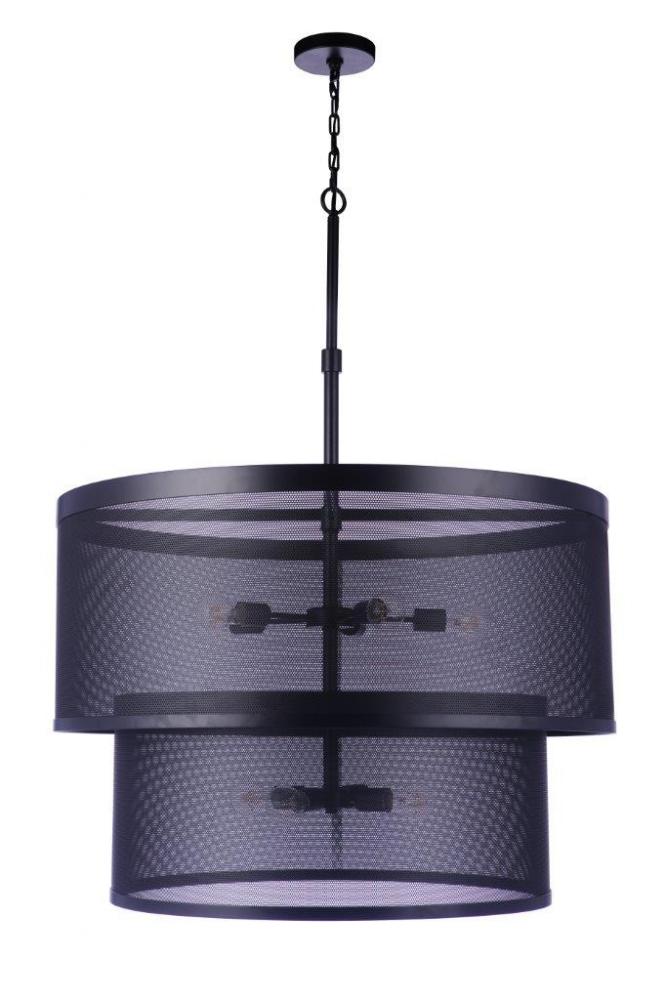 Mesh 9 Light Pendant in Flat Black