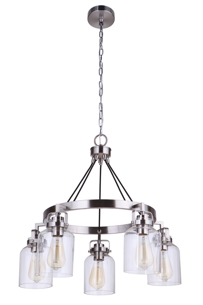Foxwood 5 Light Chandelier in Brushed Polished Nickel