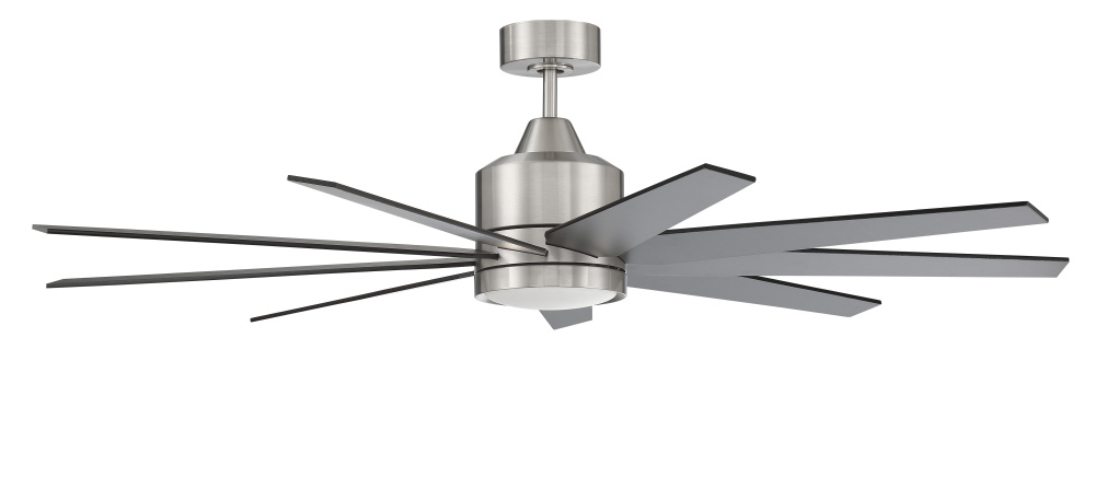 Champion 60" 9-Blade Ceiling Fan in Brushed Polished Nickel w/ Brushed Nickel/Flat Black Blades