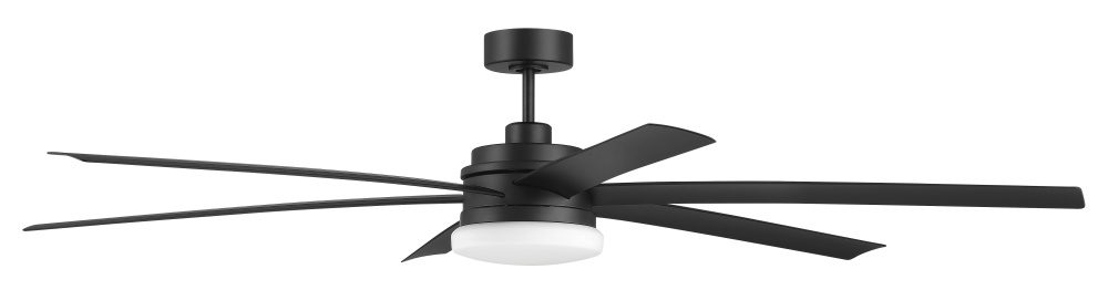 Chilz 72" 6-Blade Indoor/Outdoor (Damp) Smart Ceiling Fan, Flat Black, Integrated LED Light kit