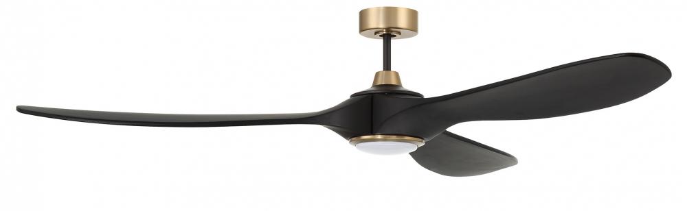 Envy 84" 3-Blade Ceiling Fan in Flat Black/Satin Brass w/ Flat Black Blades