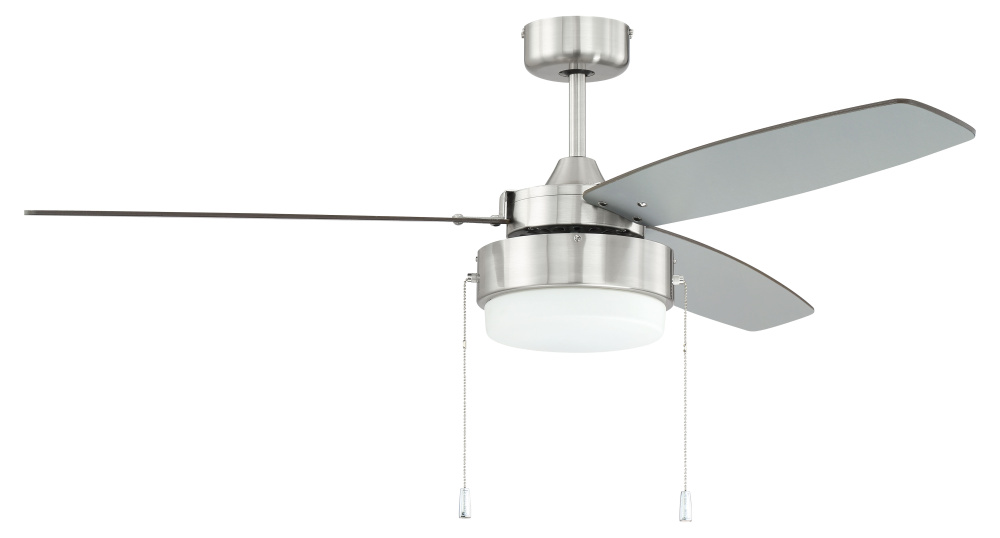Intrepid 52" 3-Blade Ceiling Fan in Brushed Polished Nickel w/ Brushed Nickel/Walnut Blades