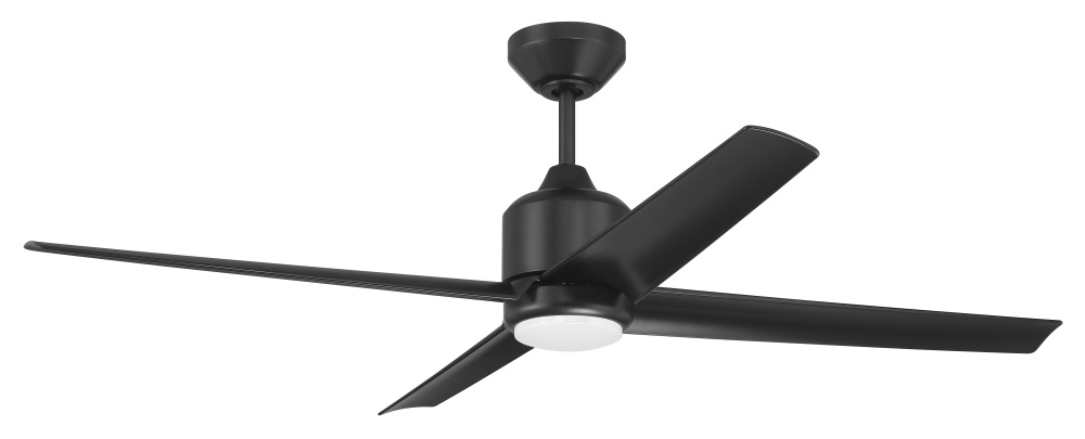 Quell 52" 4-Blade Indoor/Outdoor (Damp) Ceiling Fan, Flat Black finish