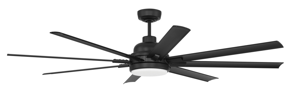 Rush 65" 8-Blade Indoor/Outdoor (Wet) Ceiling Fan in Flat Black w/ Flat Black Blades