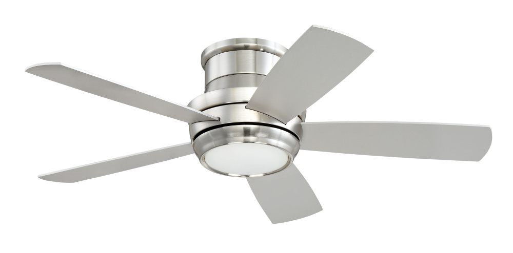 Tempo Hugger 44&#34; 5-Blade Ceiling Fan in Brushed Polished Nickel w/ Brushed Nickel/Maple Blades