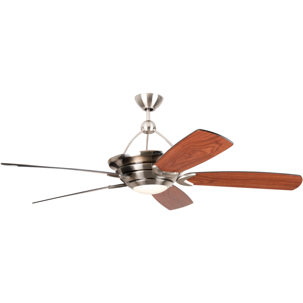 Vesta 60&#34; 5-Blade Ceiling Fan in Brushed Polished Nickel w/ Flat Black/Walnut Blades