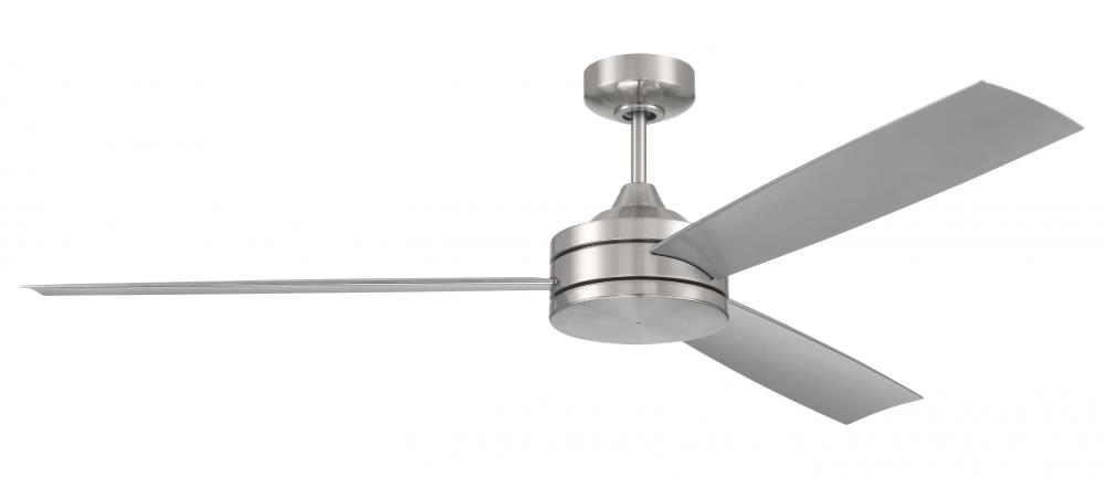 Inspo 62&#34; 3-Blade Indoor Ceiling Fan in Brushed Polished Nickel w/ Brushed Nickel Blades