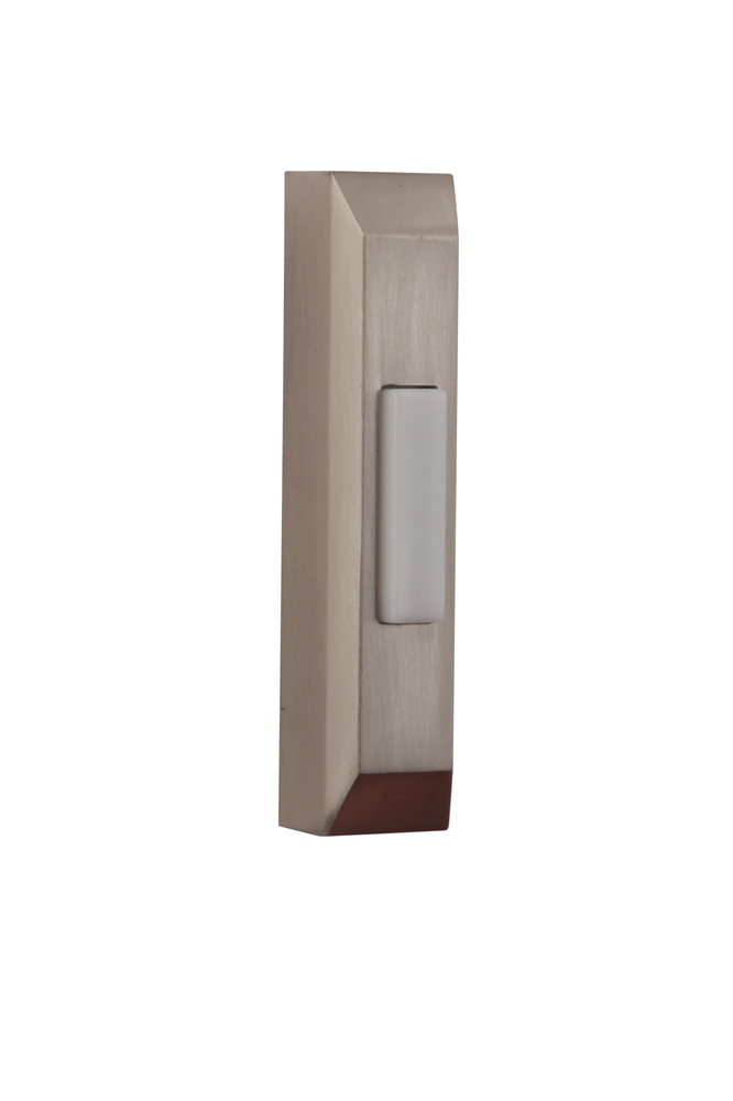 Surface Mount LED Lighted Push Button, Thin Rectangle Profile in Brushed Polished Nickel
