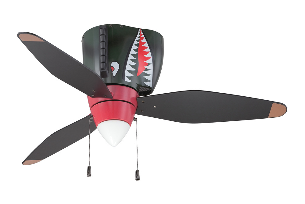 WarPlanes 48" 3-Blade Ceiling Fan in WarPlanes Tiger Shark w/ Warbird Black/Orange Blades