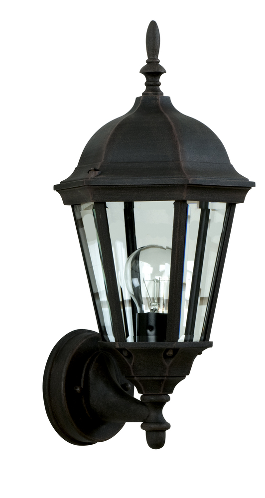 Straight Glass Cast 1 Light 16.75" Outdoor Wall Lantern in Textured Black