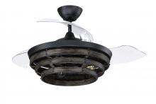 Craftmade WHS42FBGW3 - Whiskey 44" 3-Blade Ceiling Fan in Flat Black w/ Clear Acrylic Blades; Integrated Light Kit