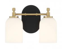 Craftmade 60302-FBSB - Council 2 Light Vanity in Flat Black/Satin Brass
