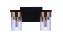 Craftmade 11811FBSB2 - Bond Street 2 Light Vanity in Flat Black/Satin Brass