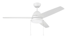 Craftmade CZY52W3 - Cozy 52" 3-Blade Ceiling Fan w/ Pull Chain in White w/ White Blades; Light Kit Included (Optiona