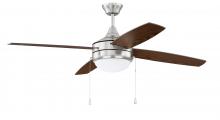 Craftmade EPHA52BNK4 - Phaze Energy Star 4 52" 4-Blade Ceiling Fan in Brushed Polished Nickel w/ Walnut/Dark Oak Blades