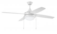 Craftmade EPHA52W4 - Phaze Energy Star 4 52" 4-Blade Ceiling Fan in White w/ White Blades; Integrated Light Kit
