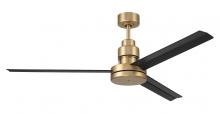 Craftmade MND54SBFB3 - Mondo 54" 3-Blade Ceiling Fan in Satin Brass w/ Flat Black Blades