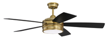 Craftmade BRX52SB5 - Braxton 52" 5-Blade Ceiling Fan in Satin Brass w/ Flat Black/Mesquite Blades