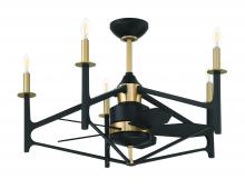 Craftmade RSV32FBSB5 - The Reserve 32 24" 5-Blade Ceiling Fan in Flat Black/Satin Brass w/ Flat Black Blades