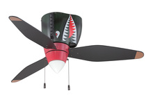 Craftmade WB348TS3 - WarPlanes 48" 3-Blade Ceiling Fan in WarPlanes Tiger Shark w/ Warbird Black/Orange Blades